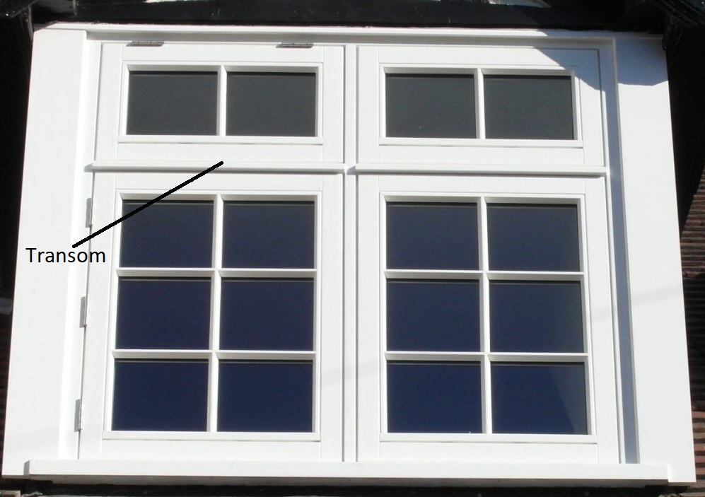 Window transom on flush timber casements