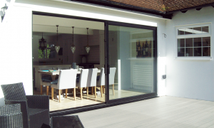 black sliding patio door