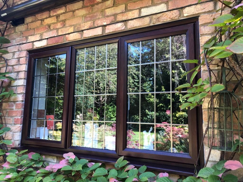 Upvc casement window roasewood