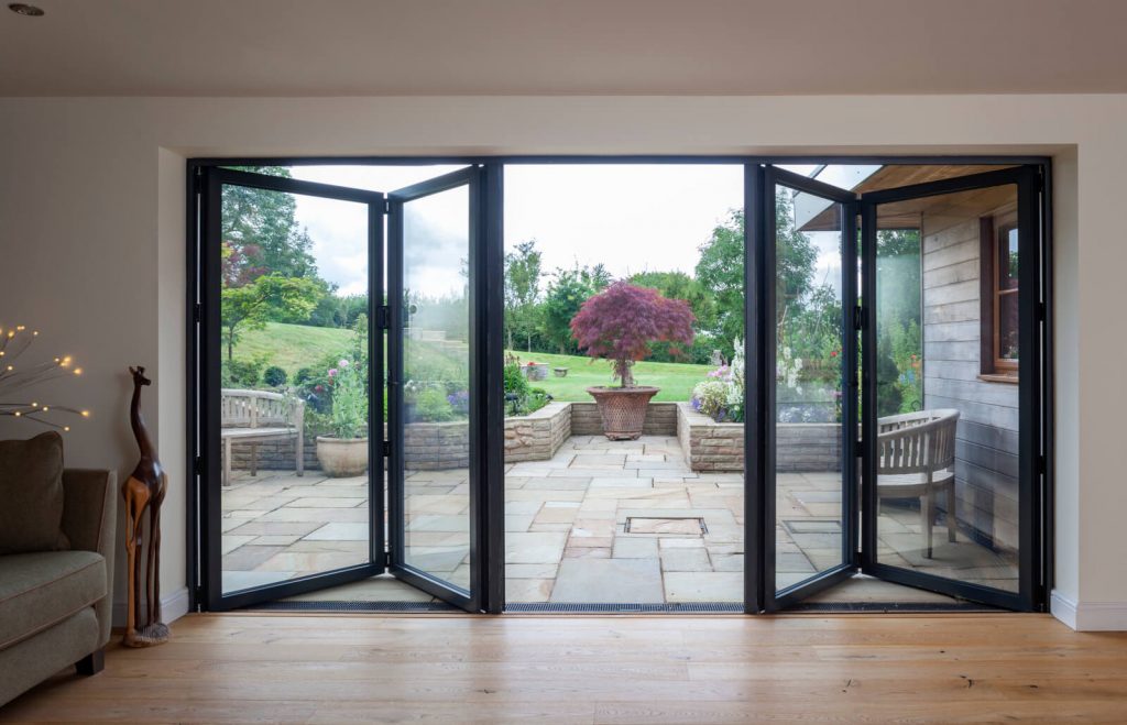 Black aluminium bifold doors