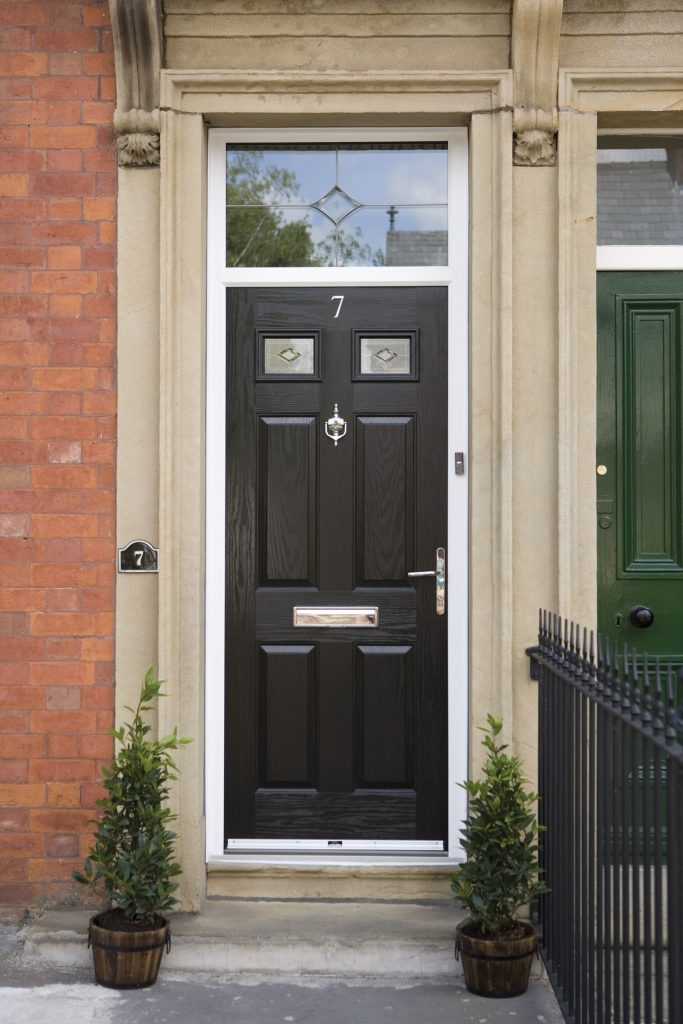 Black Composite front door with top light