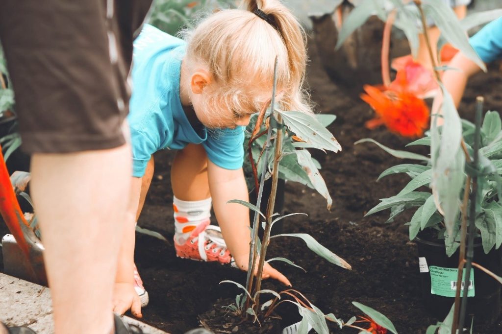 Young girl gardening