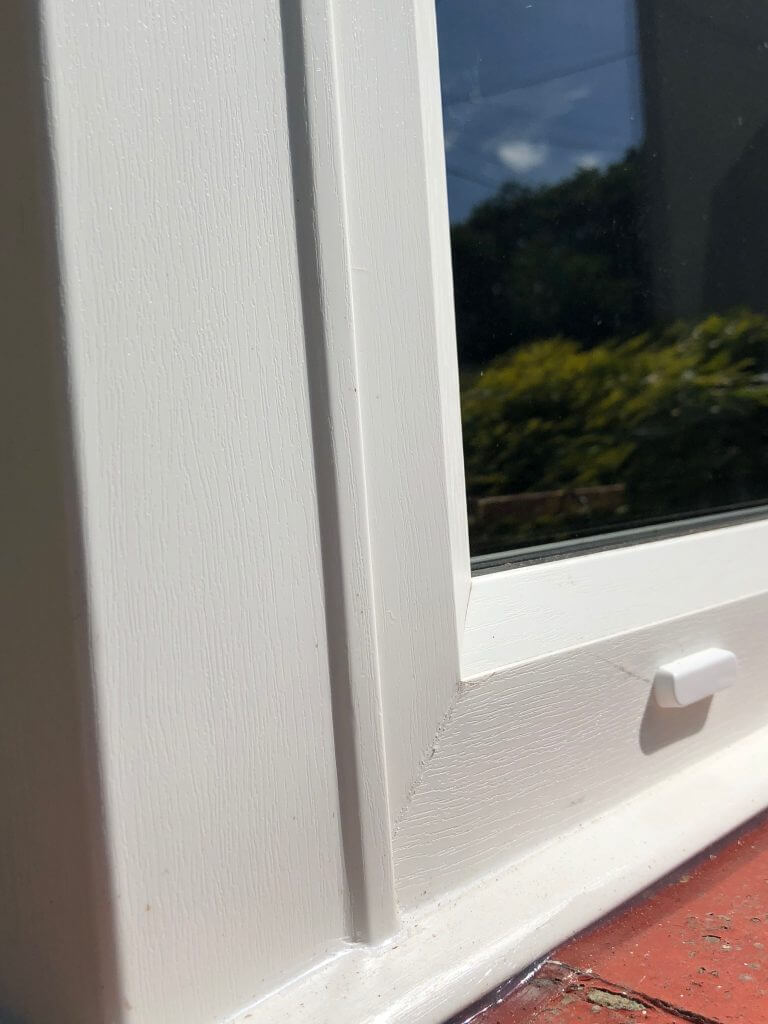 close up of woodgrain window