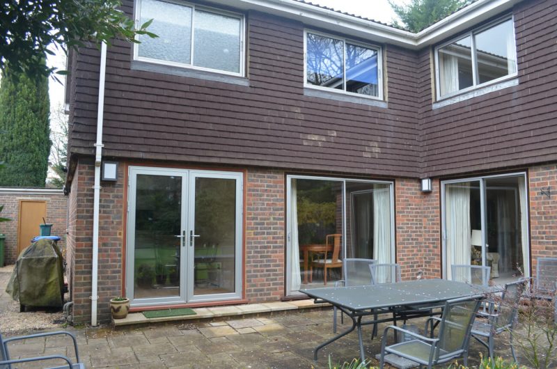 aluminium french doors light grey installation