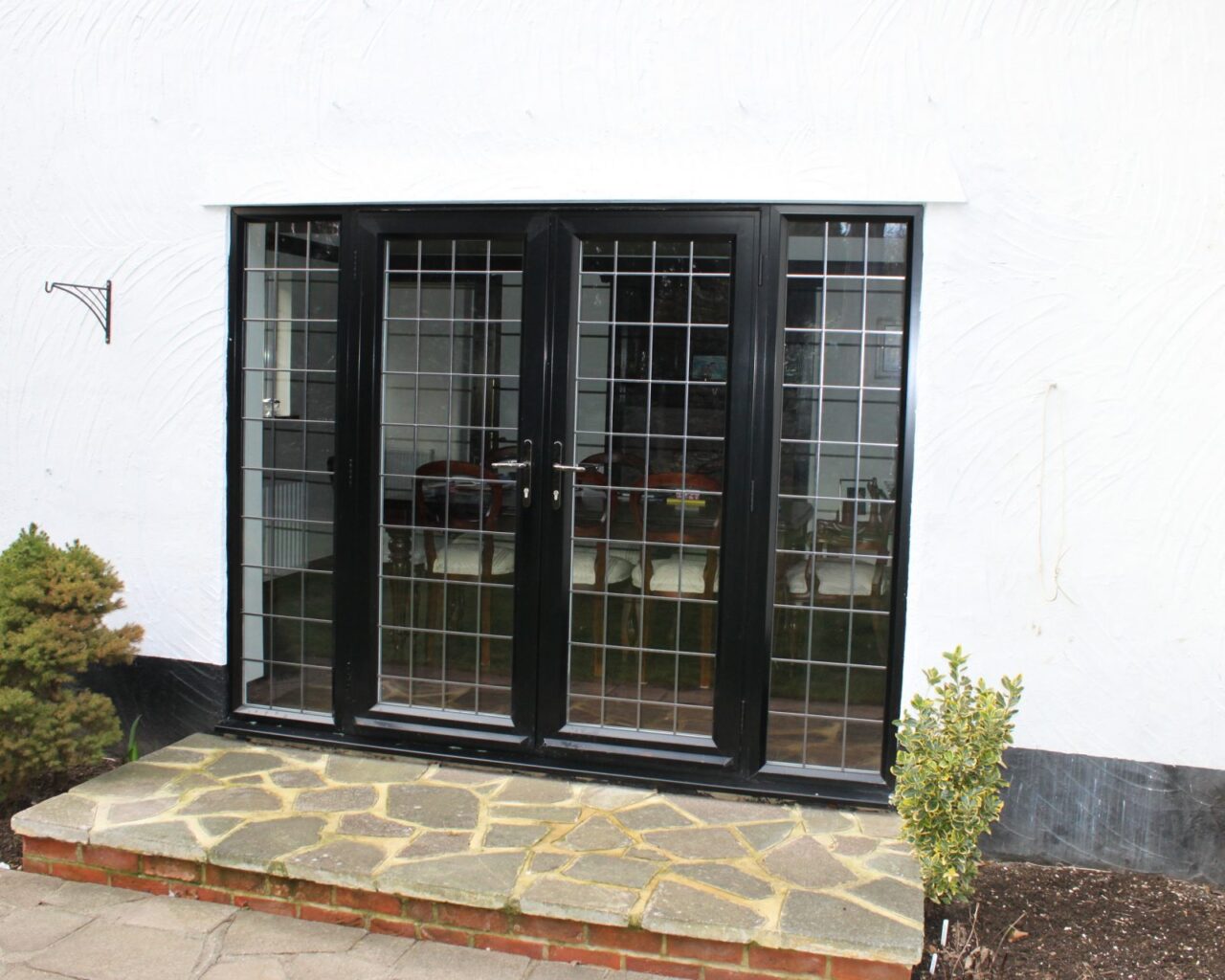 black ali french doors with leads