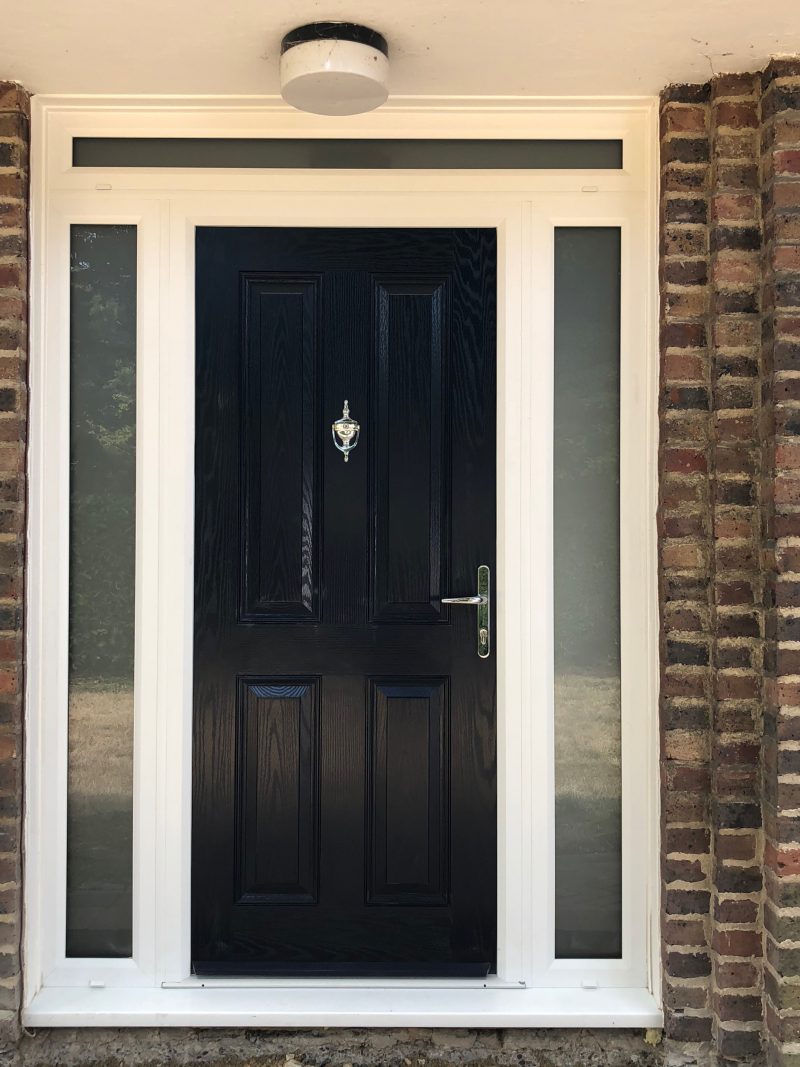 composite front door in dark blue