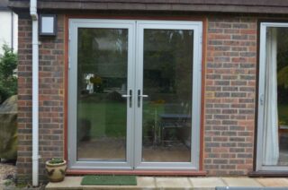 aluminium french doors light grey