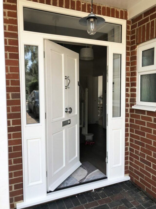 open white timber door