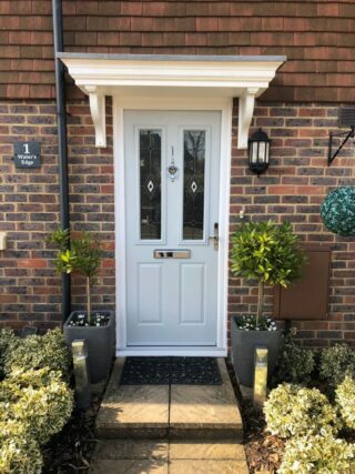 light grey composite diamond door