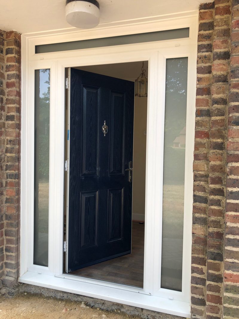 open dark blue composite front door