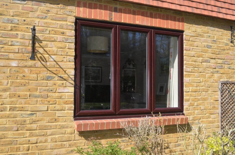 upvc slimline casement windows in rosewood