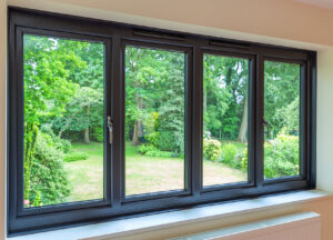 anthracite grey aluminium slimline window