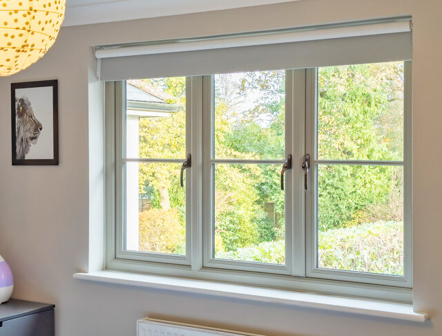 Sage Green Flush double glazing Casement Window Full House Sheerwater Glass