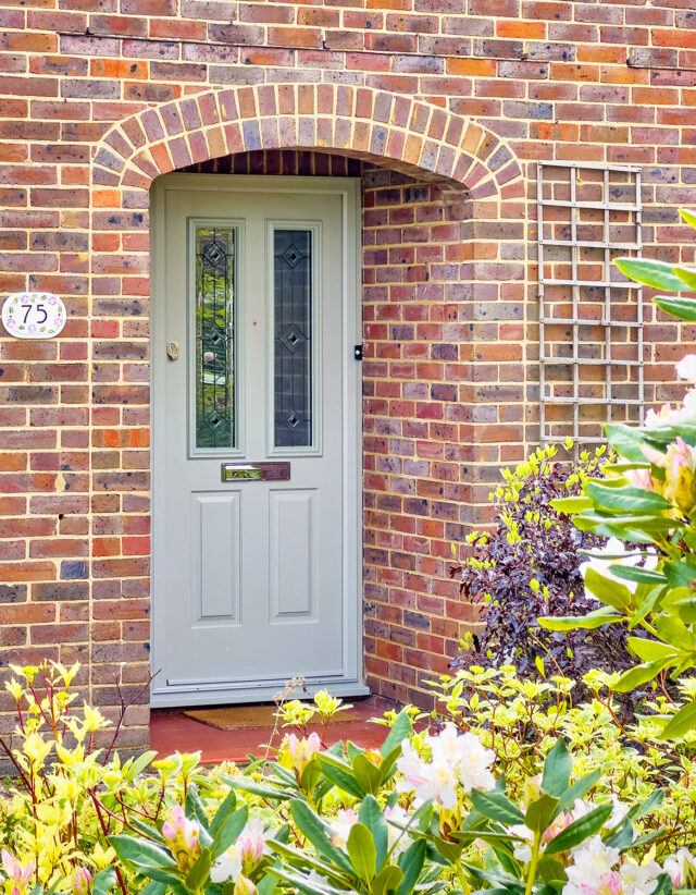 Front door of brick house