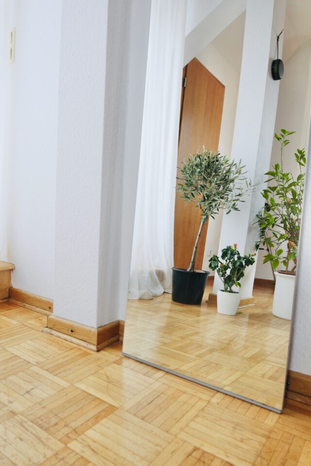 Internal mirror on wooden floor